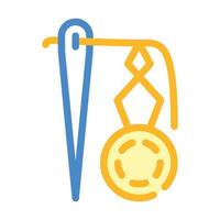 inserting thread in eyelet color icon vector illustration