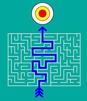 Dart maze Vector concept for business strategy and planning to overcome obstacles and challenges to reach a success