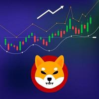 vector illustration of Shiba Inu SHIB cryptocurrency uptrend rises, crypto trading concept