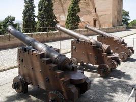 GRANADA, ANDALUCIA, SPAIN, 2014. Cannons at the Alhambra Palace in Granada Andalucia Spain on May 7, 2014 photo