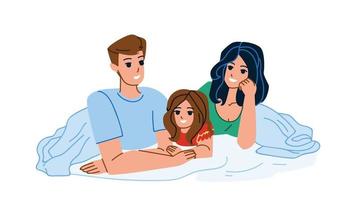 Family Resting In Bedroom Togetherness Vector