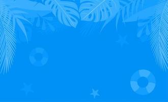 Abstract blue flat background. Blue tropical plant pattern design. Seasonal background with copy space. Vector illustration