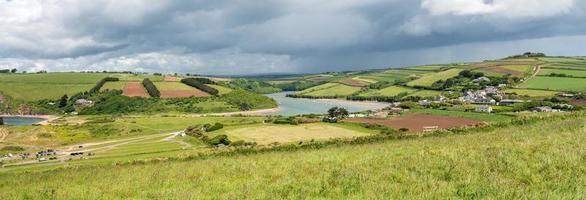 View from the South West Coastal Path near Thurlestone towards Buckland village in Devon photo