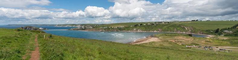 View from the South West Coastal Path near Thurlestone towards Buckland village in Devon photo