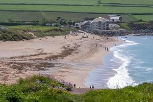 SOUTH MILTON SANDS, THURLESTONE, DEVON, UK, 2022. View of South Milton Sands beach near Thurlestone in Devon on May 21st, 2022. Unidentified people photo