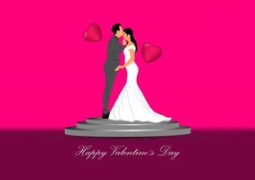 graphics image Bride And Groom Couple Wedding Dress vector illustration with heart valentine day