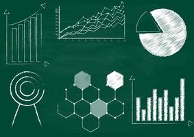 una representación gráfica de gráfico para datos en la ilustración de vector de junta escolar verde