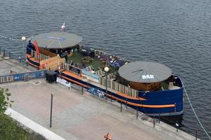 London, UK, 2014. Floating bar in Docklands photo