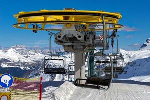 Pordoi, Dolomites, Italy, 2016. Chair Lift in the Dolomites at the Pordoi Pass photo