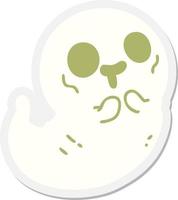 spooky cute halloween ghost sticker vector