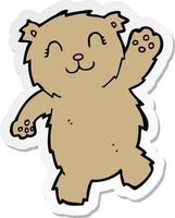 sticker of a cartoon waving teddy bear vector