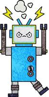 retro grunge texture cartoon robot vector