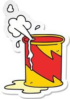 sticker of a quirky hand drawn cartoon exploding oil can vector