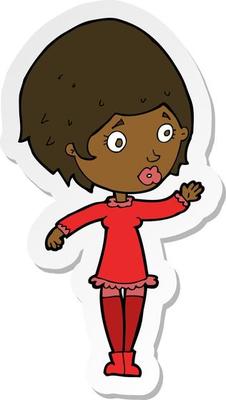 sticker of a cartoon pretty woman