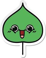 sticker of a cute cartoon expressional leaf vector