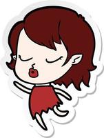 sticker of a cute cartoon vampire girl vector