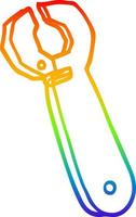 rainbow gradient line drawing cartoon spanner tool vector