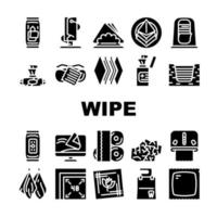 Wipe Hygiene Accessory Collection Icons Set Vector