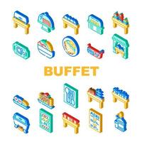 Buffet Food And Drinks Collection Icons Set Vector