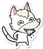 sticker of a cartoon hungry wolf vector