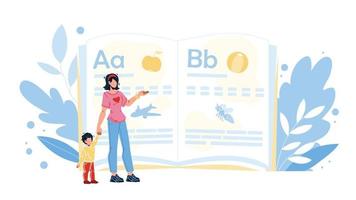 Remote Home Education Mother With Child Vector