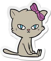 sticker of a cute cartoon cat vector