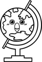 line drawing cartoon globe of the world vector