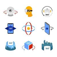 Set of 360 Degree Technologies Icons Set vector