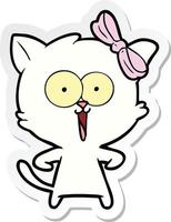 sticker of a cartoon cat vector