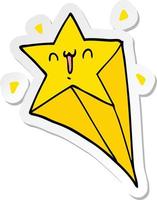 sticker of a cartoon shooting star vector