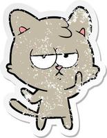 pegatina angustiada de un gato de dibujos animados aburrido vector