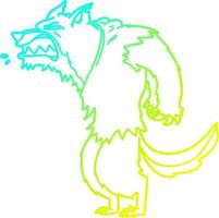 cold gradient line drawing angry werewolf cartoon vector