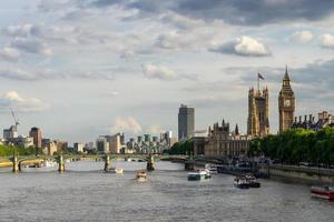 London, UK, 2014. View up the River Thames towards Big Ben and the Houses of Parliament photo