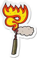 sticker of a cartoon burning match vector