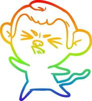 rainbow gradient line drawing cartoon angry monkey vector