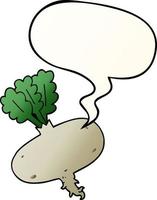 cartoon beetroot and speech bubble in smooth gradient style vector