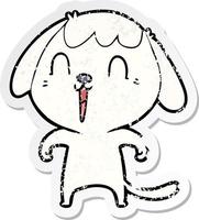 distressed sticker of a cute cartoon dog vector