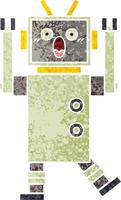 retro illustration style cartoon robot vector