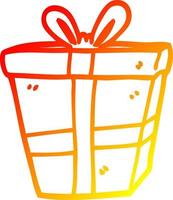 warm gradient line drawing cartoon wrapped present vector