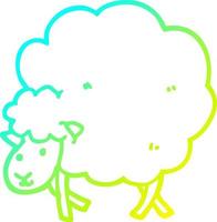 cold gradient line drawing cartoon sheep vector
