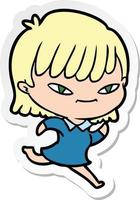 sticker of a cartoon woman vector