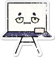 distressed sticker of a cute cartoon white board vector