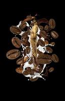 coffee beans splash background photo