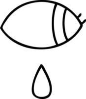 line drawing cartoon crying eye looking to one side vector