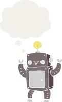 cartoon happy robot and thought bubble in retro style vector