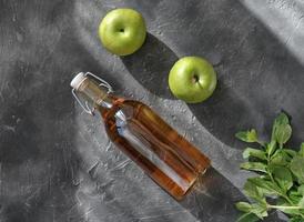 Apple vinegar. Bottle of Homemade apple organic vinegar