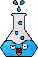 retro grunge texture cartoon science beaker vector