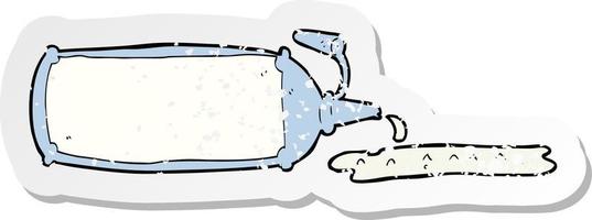retro distressed sticker of a cartoon squirting lotion vector