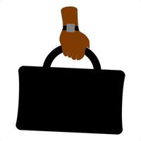 hand wearing watch holding briefcase vector