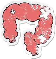 distressed sticker of a cartoon colon vector